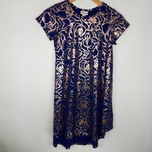 LuLaRoe Girls 12 Scarlett Navy Blue Rose Dress